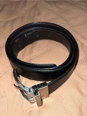 Nike Black Leather Men's Belt with Silver Buckle